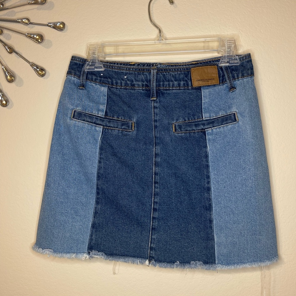 Boho American Eagle Denim In Striking Two Tone Skirt Size 2 - Picture 2 of 7